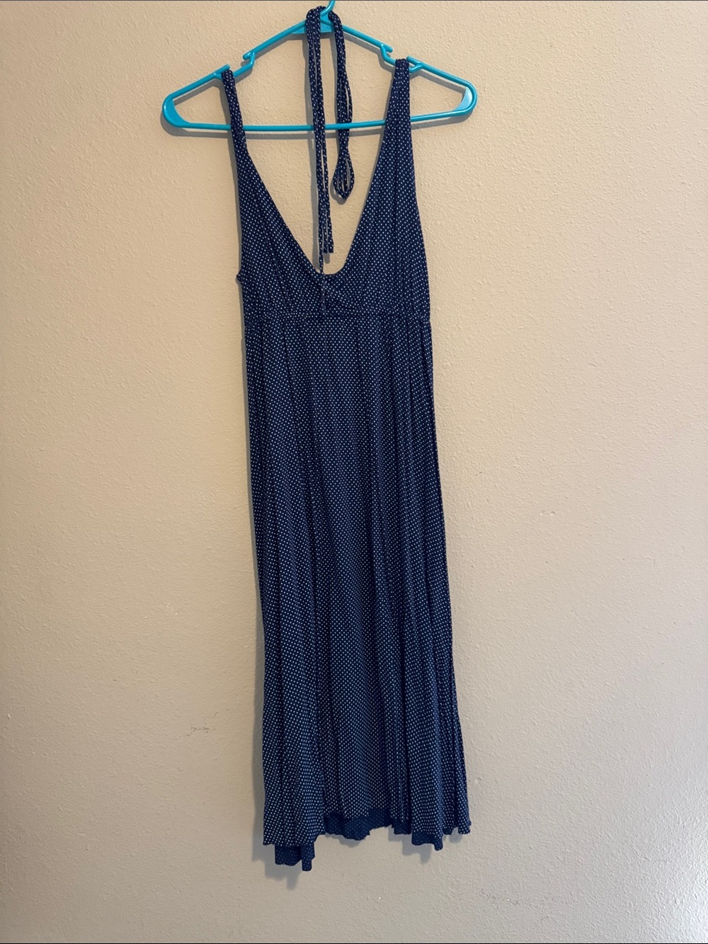 GAP Navy with White Dot Halter Maxi Dress